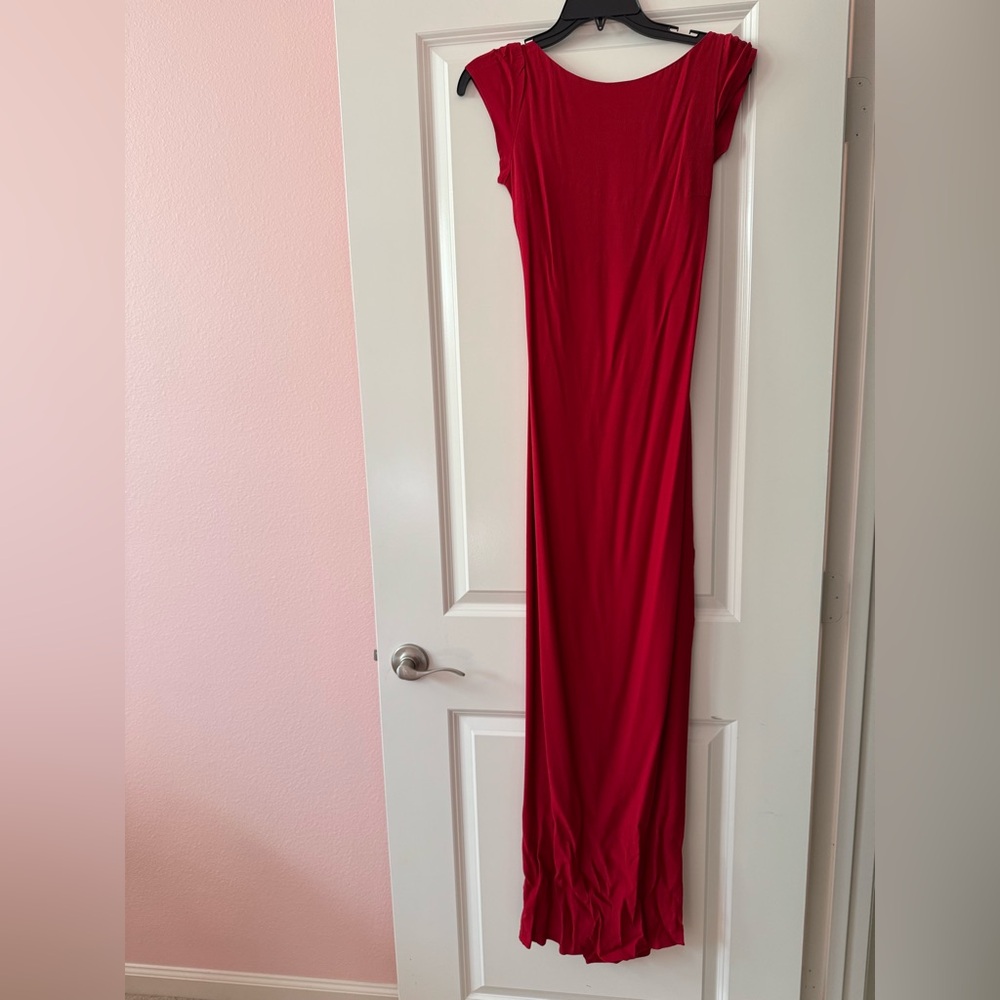 Reformation Long Red Open Back Dress